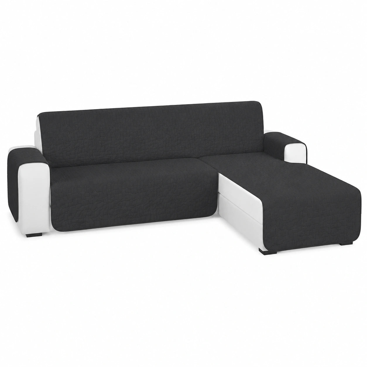 Copertura Natalizia per Divano Angolare Impermeabile a 3 Posti con Braccioli, Rivestimento Anti-Graffio e Antiscivolo per Animali Domestici, 255 CM, Nero