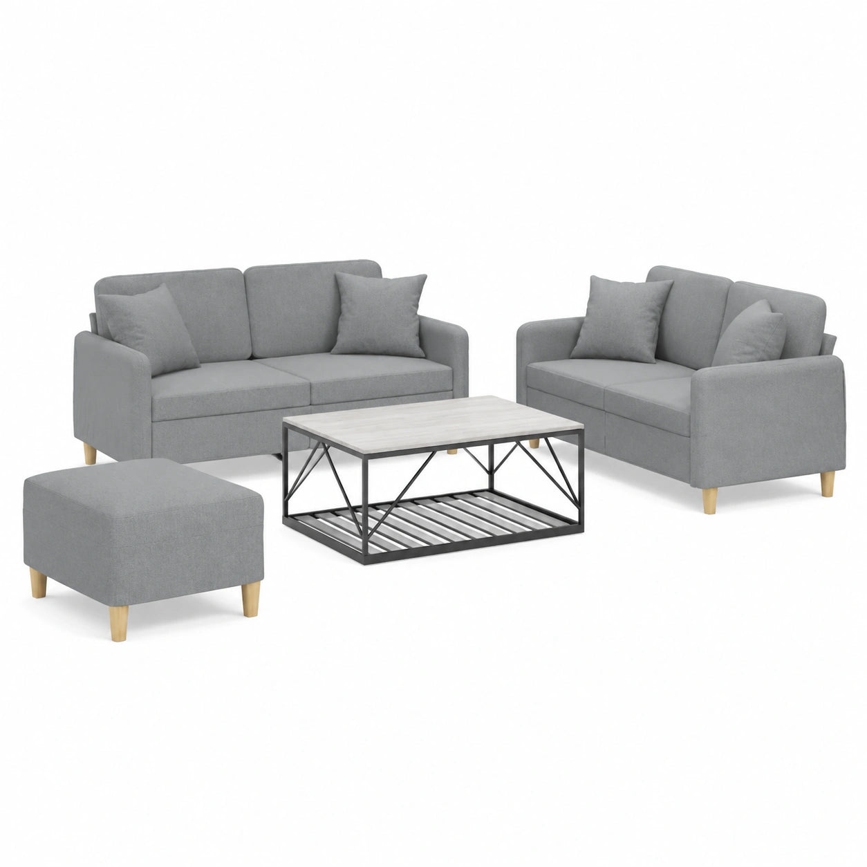 Set Divani Angolari Grigio Chiaro con Sgabello e Funzione Letto, Stile Moderno, Imbottito per Soggiorno e Cucina