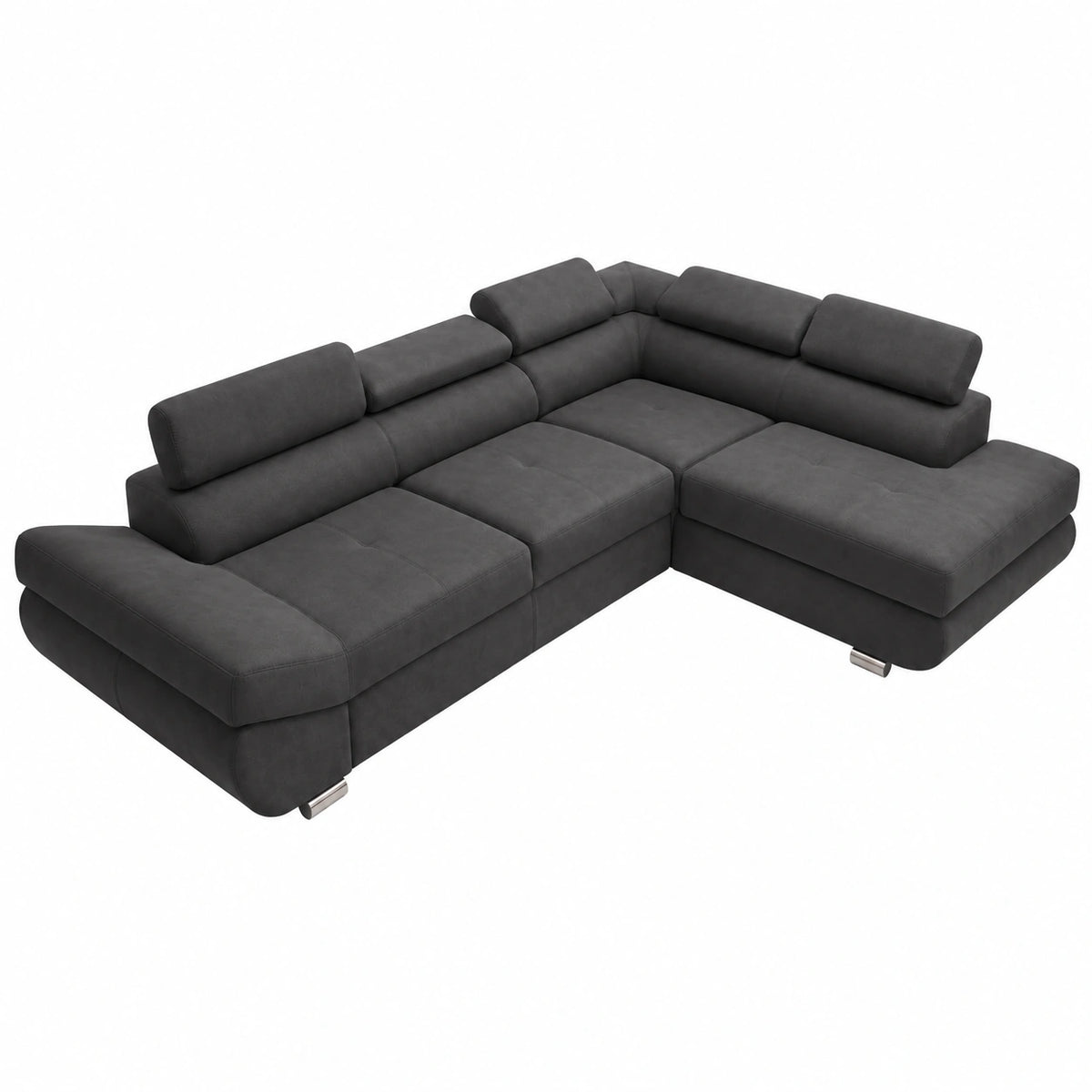 Divano Modulare Angolare 4 Posti con Letto e Contenitore - Poggiatesta Regolabili e Cuscini Inclusi - 280 cm - Stile Moderno