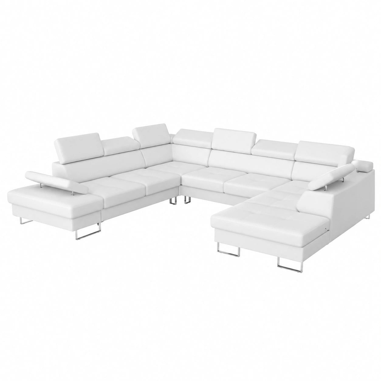 Divano angolare in pelle Galaxy Max con funzione letto e cassetti
