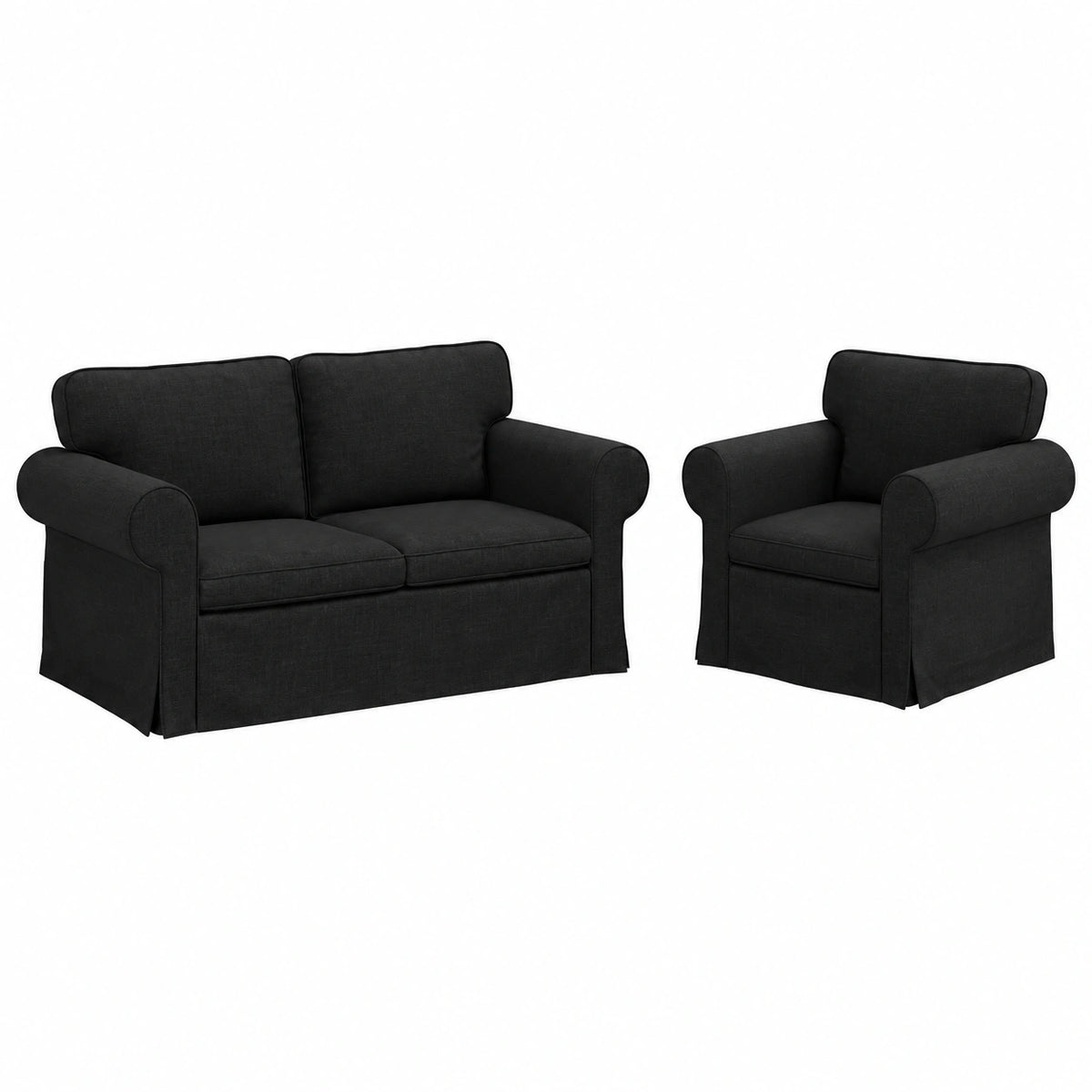Divani angolari modulari in tessuto con struttura in metallo, set da 2 per soggiorno, ergonomici e imbottiti, larghezza 155 cm e 95 cm