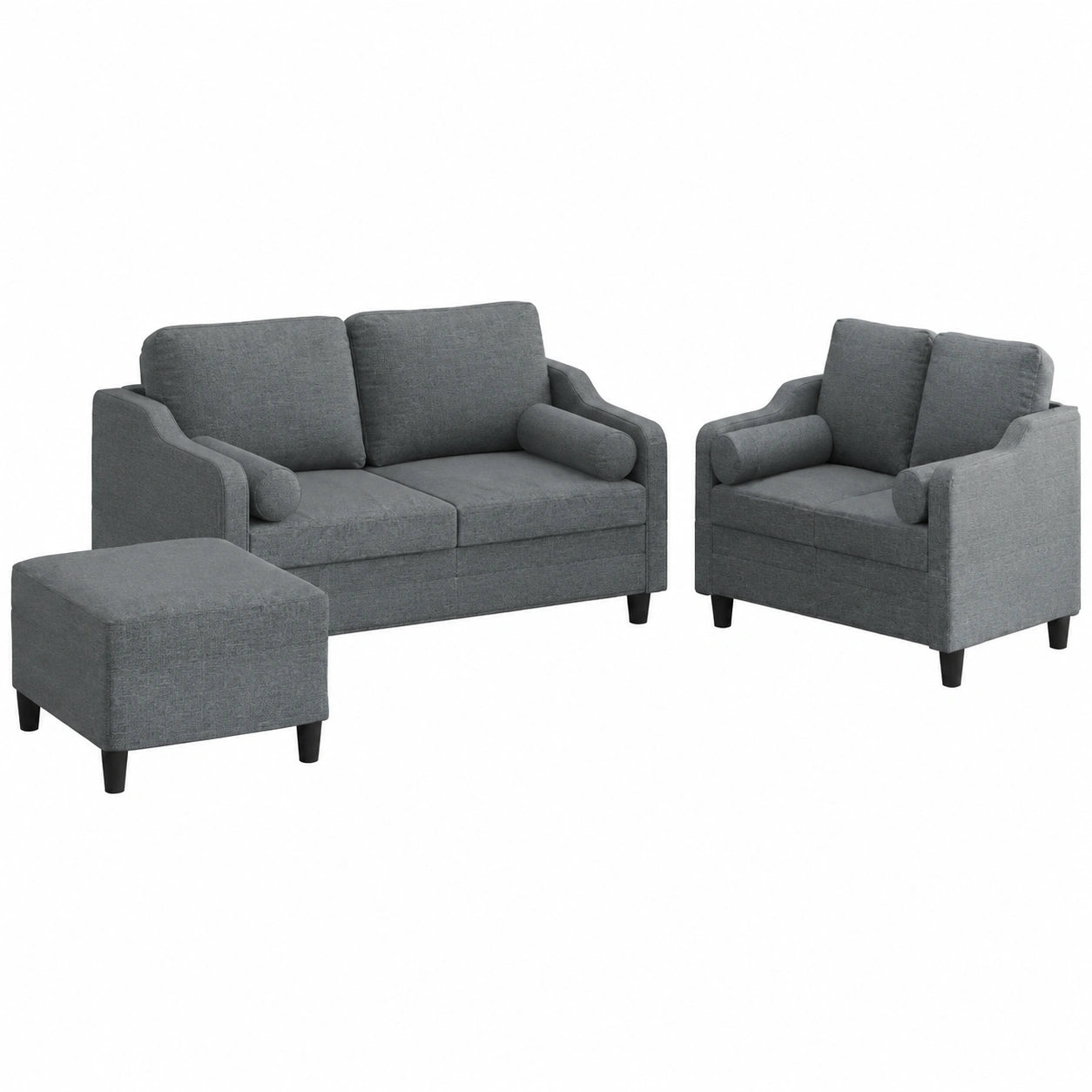 Set Divani Moderni Angolare 3 Pezzi con Cuscini Grigio Scuro, Struttura Robusta per Salotto