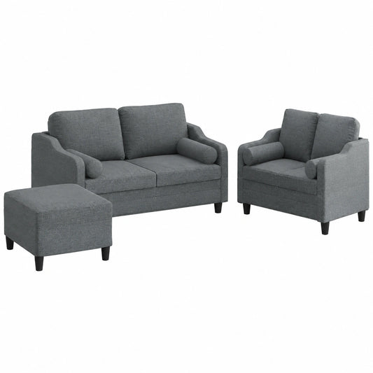 Set Divani Moderni Angolare 3 Pezzi con Cuscini Grigio Scuro, Struttura Robusta per Salotto