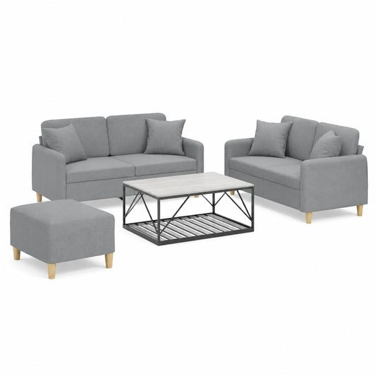 Set Divani Angolari Grigio Chiaro con Sgabello e Funzione Letto, Stile Moderno, Imbottito per Soggiorno e Cucina