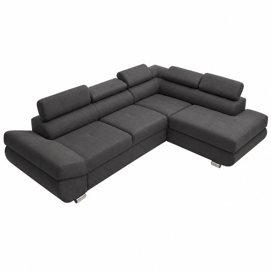 Divano Modulare Angolare 4 Posti con Letto e Contenitore - Poggiatesta Regolabili e Cuscini Inclusi - 280 cm - Stile Moderno