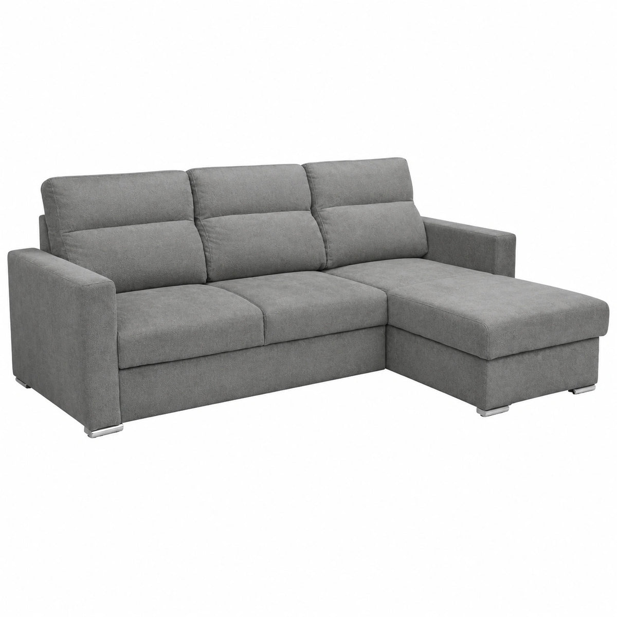 Divano Letto Angolare Kendall con Penisola Reversibile Grigio