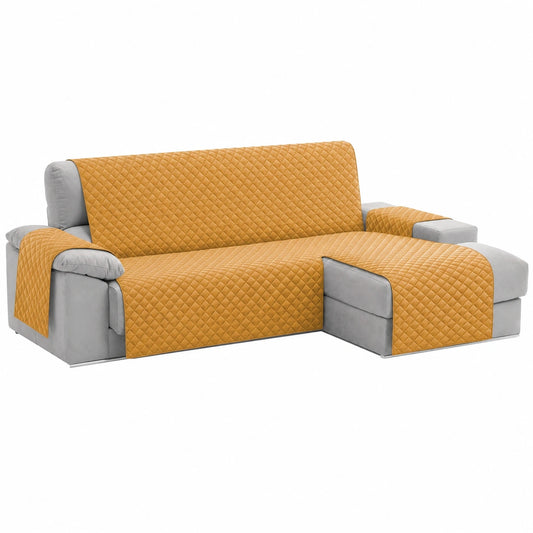 Copridivano Chaise Longue Malu 240 cm Destra Senape per Protezione Completa
